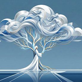 abstract surrealist art woman with clouds by Egon Zitter