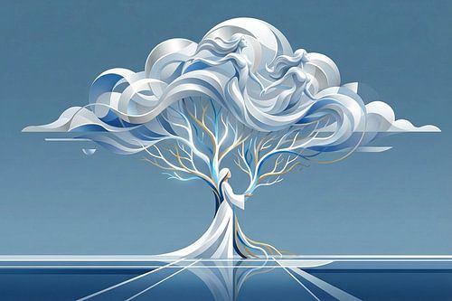 art abstrait surréaliste femme avec nuages sur Egon Zitter