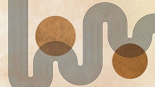 Japandi Moderne Abstractie Geometrische Organische Cirkels Curven