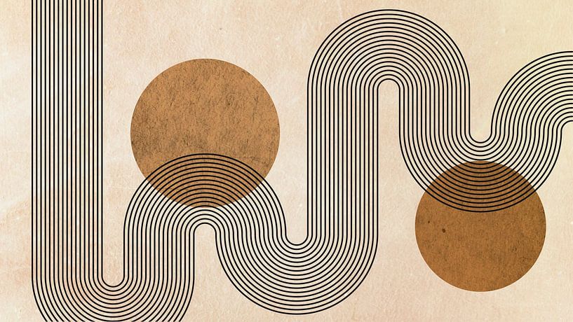 Japandi Modern Abstraction Geometric Organic Circles Curves by Mad Dog Art