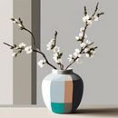 minimalism chequered vase with blossom branches. by J.a Dijkstra thumbnail