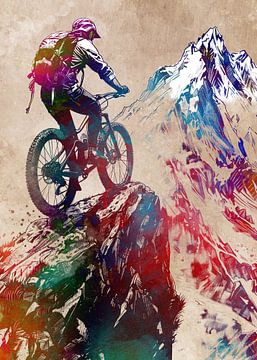 Mountainbiker sport kunst #biker van JBJart Justyna Jaszke