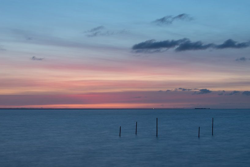 Sunset Fishing nets in the IJsselmeer! by Peter Haastrecht, van