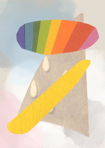 Abstracte collage op een achtergrond van aquarel