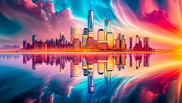 New York met zonsondergang van Mustafa Kurnaz
