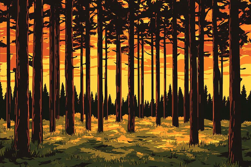 Wald bei Sonnenuntergang Gemälde von Imperial Art House