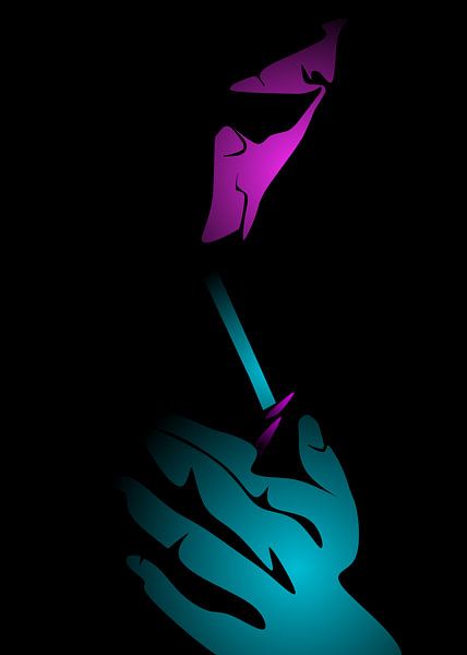 Mann rauchend blau rosa Kunst von IHSANUDDIN .