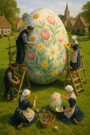 Groot Paasei Schilderen in Nostalgisch Dorp