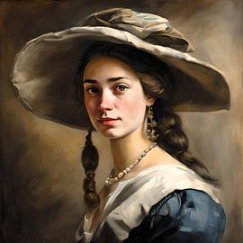 Young woman with the big hat by Gert-Jan Siesling