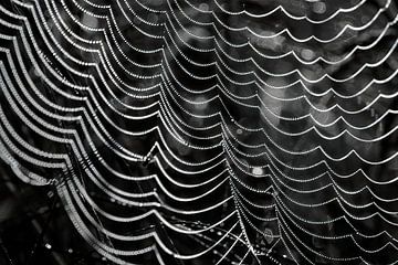 Spinnenweb met kleine dauwdruppels van Frank Heinz
