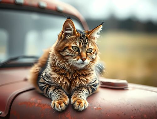 Cat on rusty car