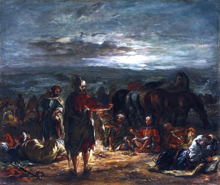 Eugène Delacroix, An Arabic Camp at Night - 1863 by Atelier Liesjes