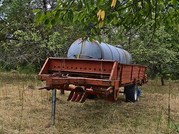 Roestige trailer in het bos van Timon Schneider