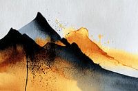 Gold und Schwarz Minimalistische Berglandschaft