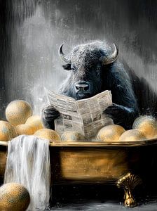 Bison beim Baden