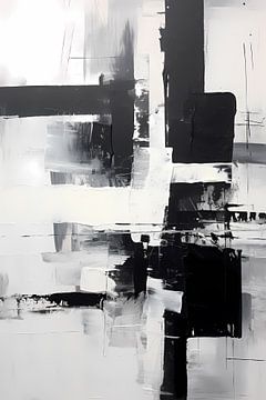 Abstract schilderij monochroom, zwart wit van Niphion Art