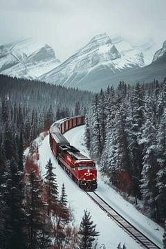 Besneeuwde bergen vanuit de trein van fernlichtsicht