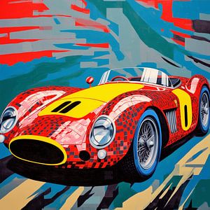 Sportwagen gelb rot Pop Art stilisiert grafisch abstrakt