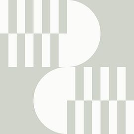 Modern abstract geometric art in sage green and off white no. 7 by Dina Dankers