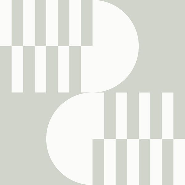 Modern abstract geometric art in sage green and off white no. 7 by Dina Dankers