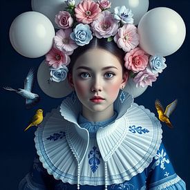 Fille bleu Delft style moderne . sur J.a Dijkstra