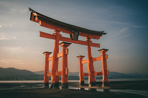 Floating torii gate on Miyajima island, Japan