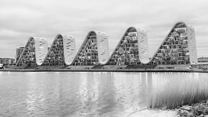 Apartementen van Vejle in zwart-wit, Denemarken