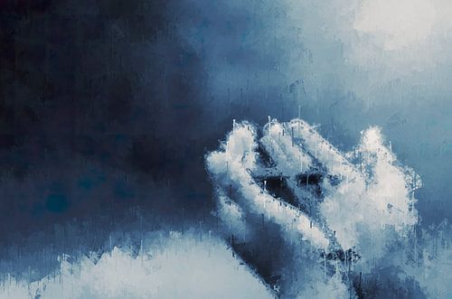 Het kruis van Jesus in handen with the style 'Deep Blue'