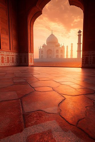 Taj Mahal bij zonsondergang - sfeer