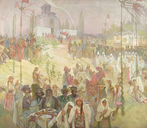 De kroning van de Servische tsaar Stefan Dusan, Alphonse Mucha