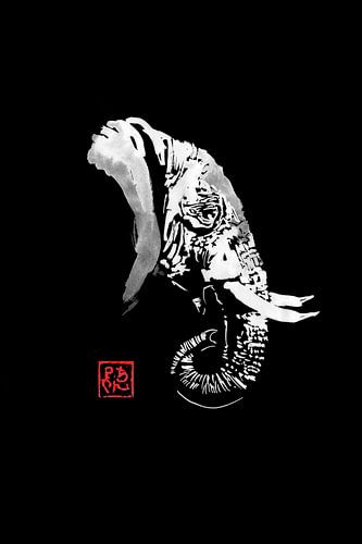 olifantenprofiel in zwart