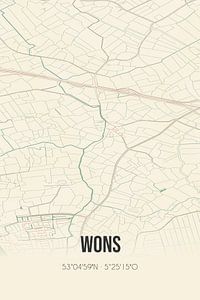 Vintage landkaart van Wons (Fryslan) van Rezona