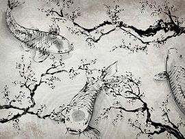 Koi Karpfen in Grautönen von ATLJ Vormgeving