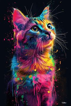 cat - chat en multicolore sur Gelissen Artworks