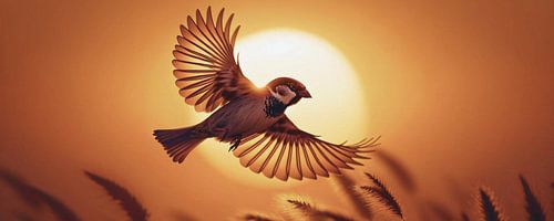 Etherische vogel in volle vlucht