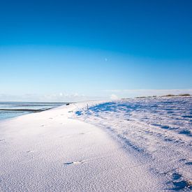 Sneeuw zeedijk van Jan Georg Meijer