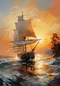 Sailboat Sailing Ship Boat Maritime Sea Poster Art Print by Niklas Maximilian