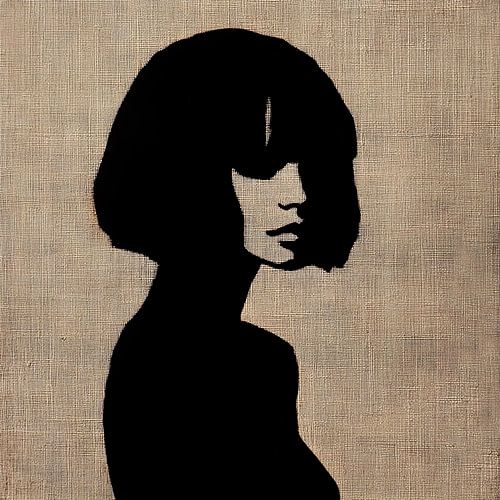 Abstract silhouet van een Française met stijlvolle French bob