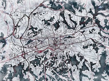 Kaart van Brive-la-Gaillarde in de stijl 'White Winter' van Maporia