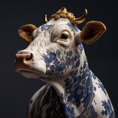 Vache en bleu de Delft sur Celeste