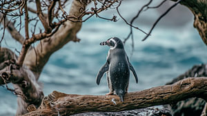 Mutiger Pinguin auf Entdeckungsreise