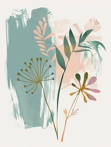 Botanische Illustration in Pastellfarben von Japandi Art Studio
