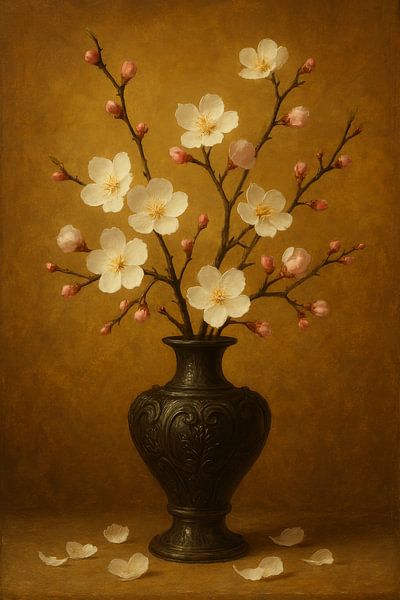 Zeitlose Blüten in verschnörkelter Vase von But First Framing