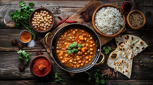 Indiase curry met bijgerechten