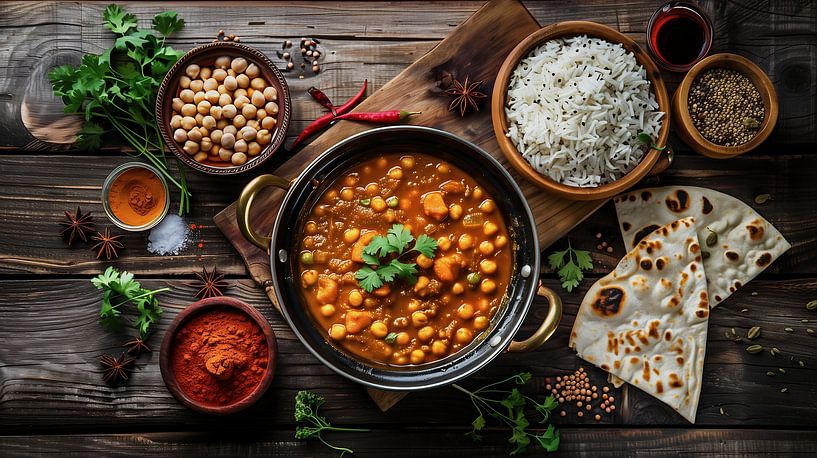 Indian curry with side dishes by Jonas Weinitschke