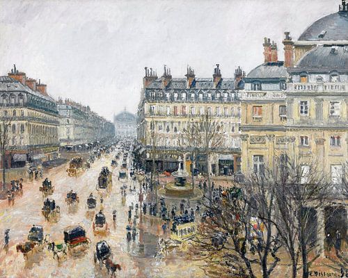 French Theater Square, Paris (1898) painting by Camille Pissarro.
