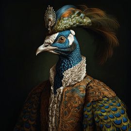 Portrait d'un paon noble sur Ton Kuijpers