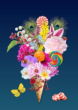 Ice cream cone with flowers by Postergirls