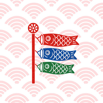 Japanese Koinobori Art Painting on Pink Waves