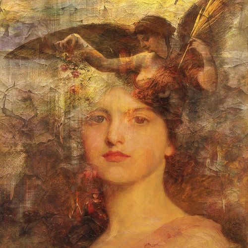 Classic collage with angel and woman